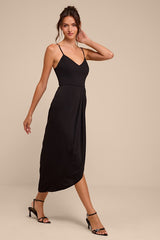 Reinette Black Midi Dress