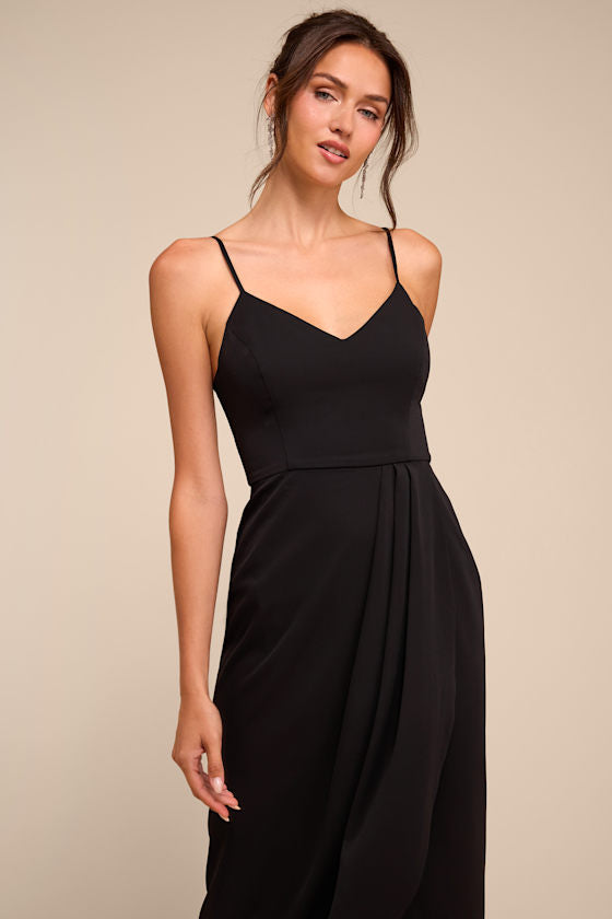 Reinette Black Midi Dress