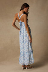 My Love Story White Floral Print Tie-Back Maxi Dress