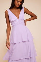 Celebration Time Lavender Sleeveless Tiered Midi Dress