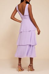 Celebration Time Lavender Sleeveless Tiered Midi Dress