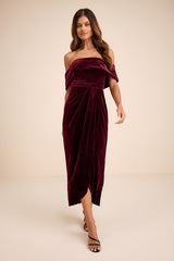 I'm Enchanted Burgundy Velvet Off-the-Shoulder Maxi Dress