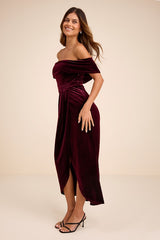 I'm Enchanted Burgundy Velvet Off-the-Shoulder Maxi Dress