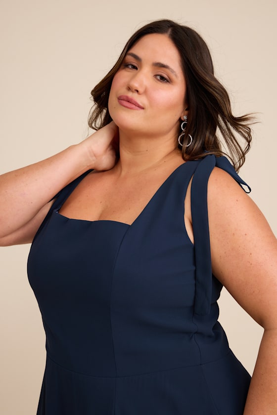 Love Me Forever Navy Blue Square Neck Maxi Dress