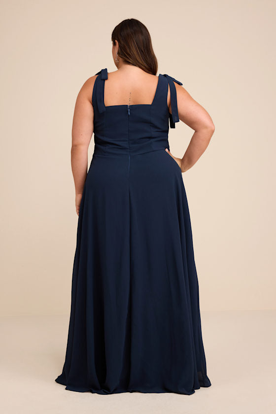 Love Me Forever Navy Blue Square Neck Maxi Dress