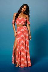 Trancoso Coral Floral Print Two-Piece Maxi Dress