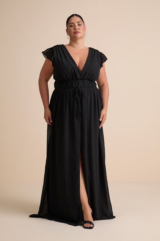 I'm All Yours Black Ruffled Maxi Dress