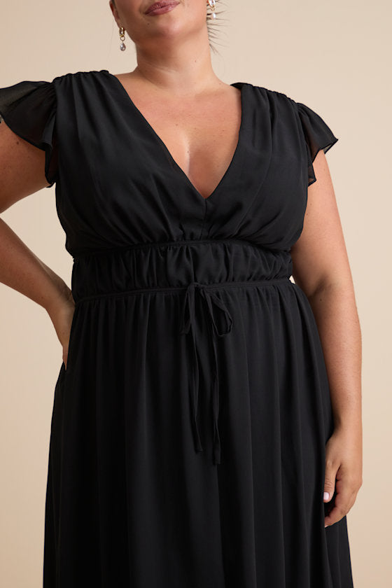 I'm All Yours Black Ruffled Maxi Dress