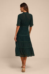 Dreaming of You Emerald Green Swiss Dot Midi Dress