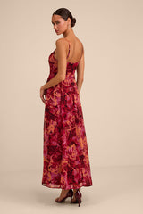 Beautiful Soul Burgundy Floral Print Twist-Front Maxi Dress
