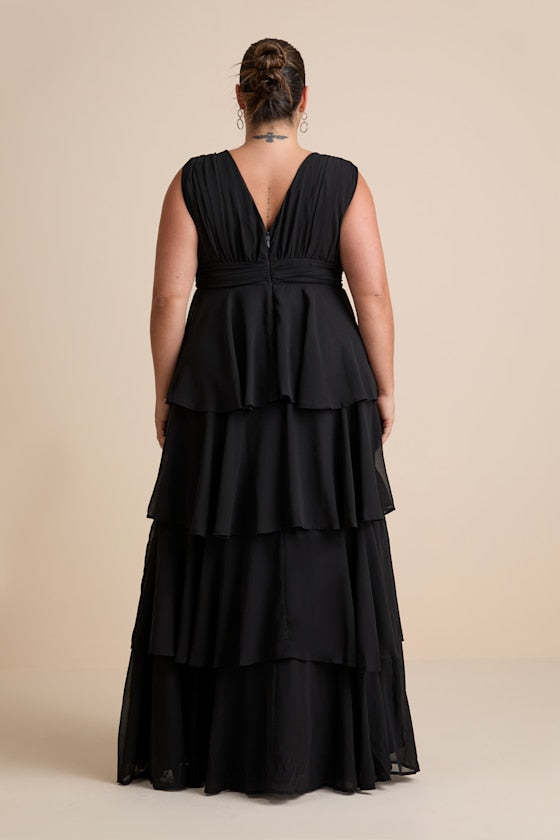 Amazing Evening Black Tiered Maxi Dress