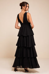 Amazing Evening Black Tiered Maxi Dress