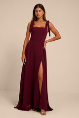 Love Me Forever Burgundy Square Neck Maxi Dress