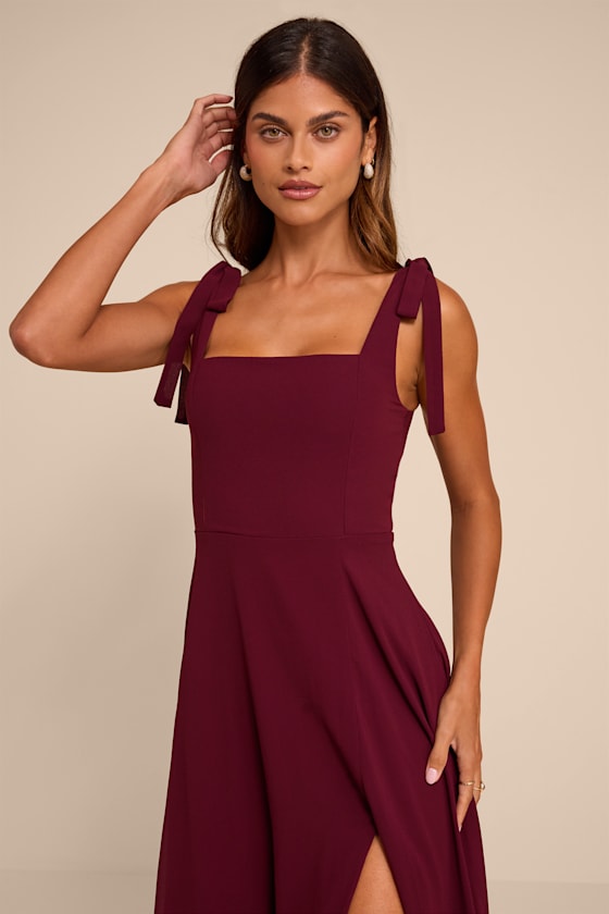 Love Me Forever Burgundy Square Neck Maxi Dress