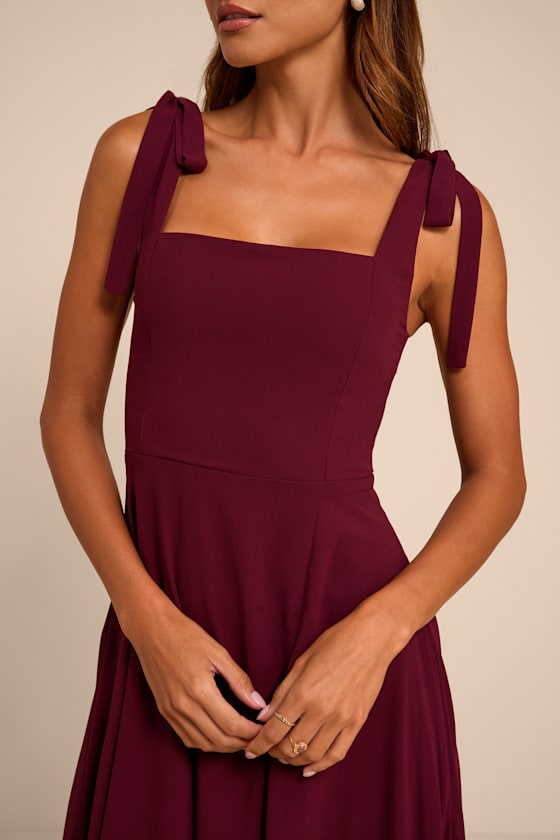 Love Me Forever Burgundy Square Neck Maxi Dress