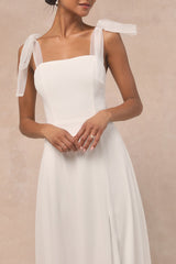 Radiant Romance White Tie-Strap Maxi Dress
