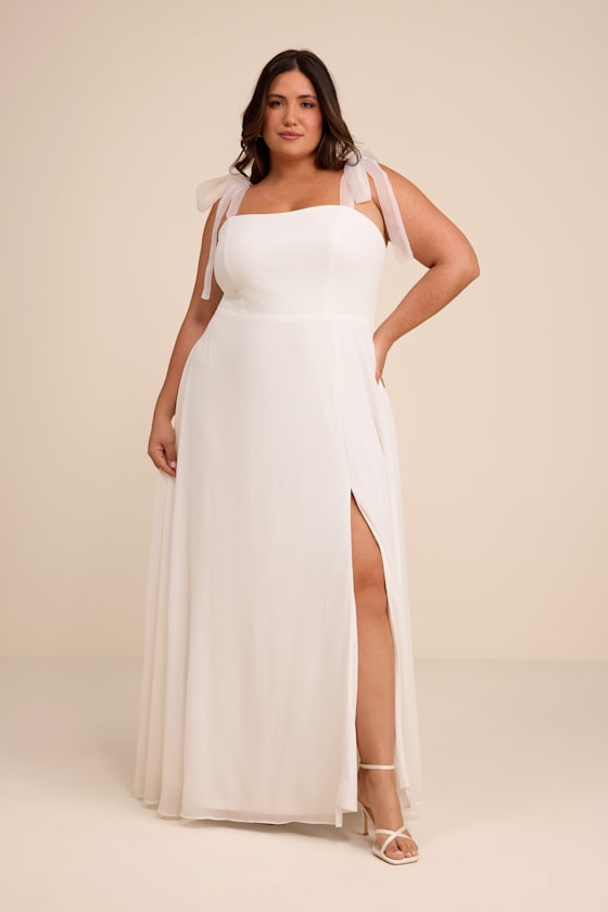 Radiant Romance White Tie-Strap Maxi Dress