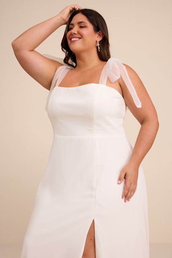 Radiant Romance White Tie-Strap Maxi Dress