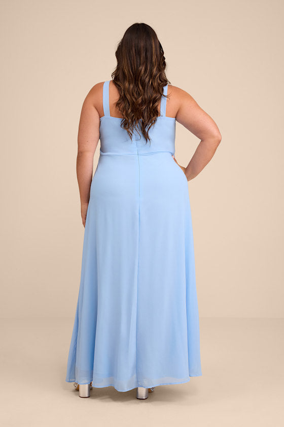 Remarkable Arrival Powder Blue Sleeveless Maxi Dress