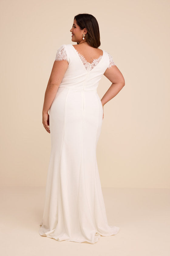 Forever Beloved White Lace Cap Sleeve Mermaid Maxi Dress