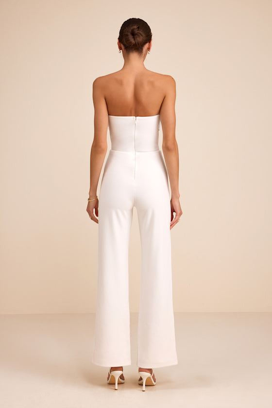 Surely Stunning Ivory Strapless Bustier Jumpsuit