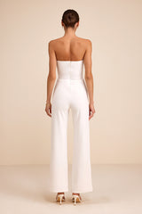 Surely Stunning Ivory Strapless Bustier Jumpsuit
