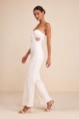 Surely Stunning Ivory Strapless Bustier Jumpsuit