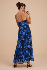 Beautiful Soul Blue Floral Print Twist-Front Maxi Dress