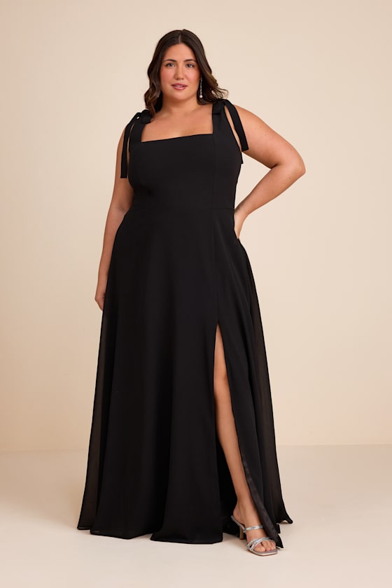 Love Me Forever Black Square Neck Maxi Dress