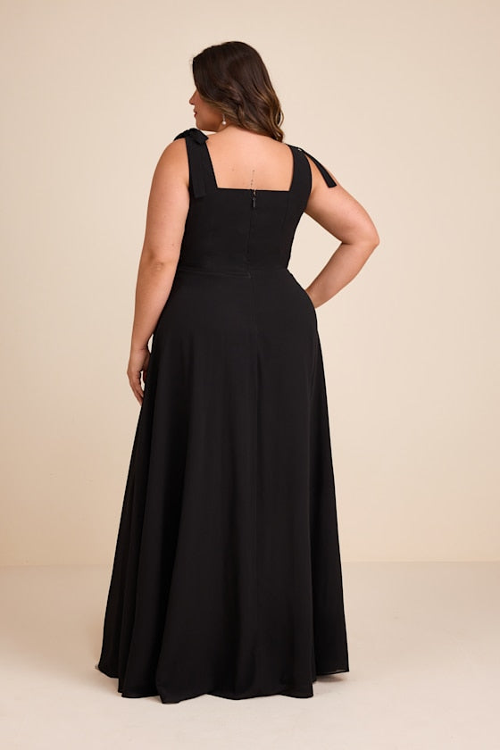 Love Me Forever Black Square Neck Maxi Dress