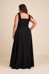 Love Me Forever Black Square Neck Maxi Dress