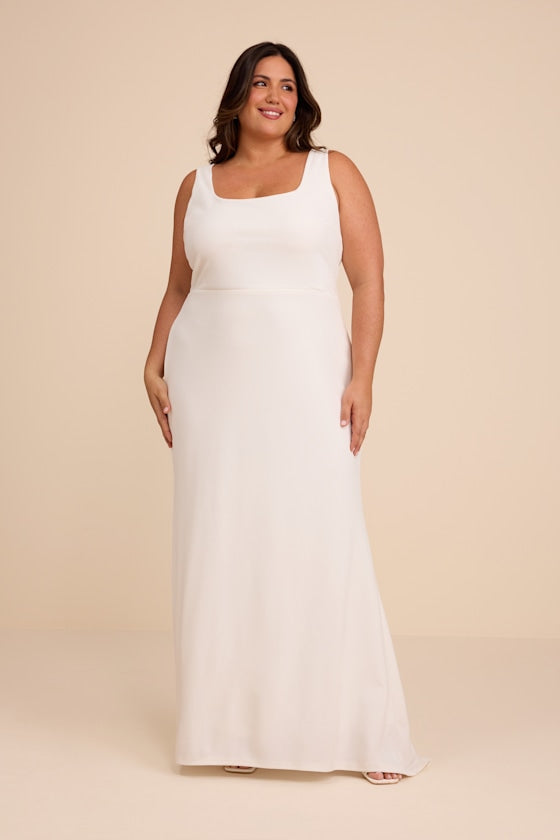 Loving Fate White Bow Square Neck Backless Maxi Dress