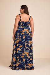Remarkable Arrival Navy Blue Floral Sleeveless Maxi Dress