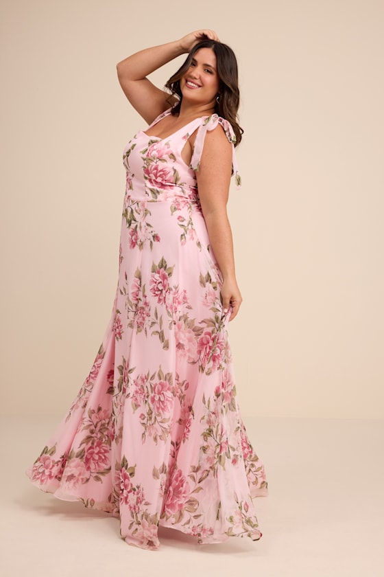 Love Me Forever Pink Floral Square Neck Maxi Dress