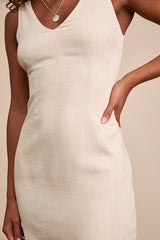 Packing for Positano Beige Linen Sleeveless Mini Dress
