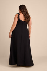 Dreamy Admiration Black Ruffled Maxi Dress