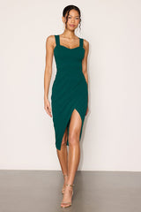 Always Beautiful Hunter Green Sleeveless Tulip Midi Dress
