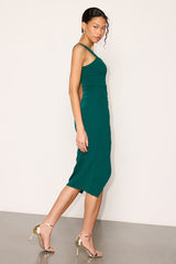 Always Beautiful Hunter Green Sleeveless Tulip Midi Dress