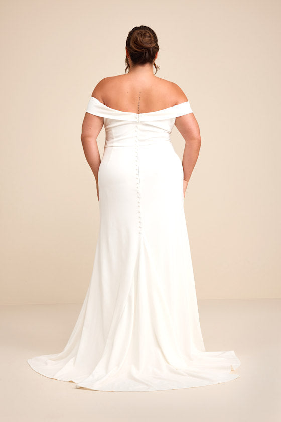 Arienne White Off-the-Shoulder Mermaid Maxi Dress