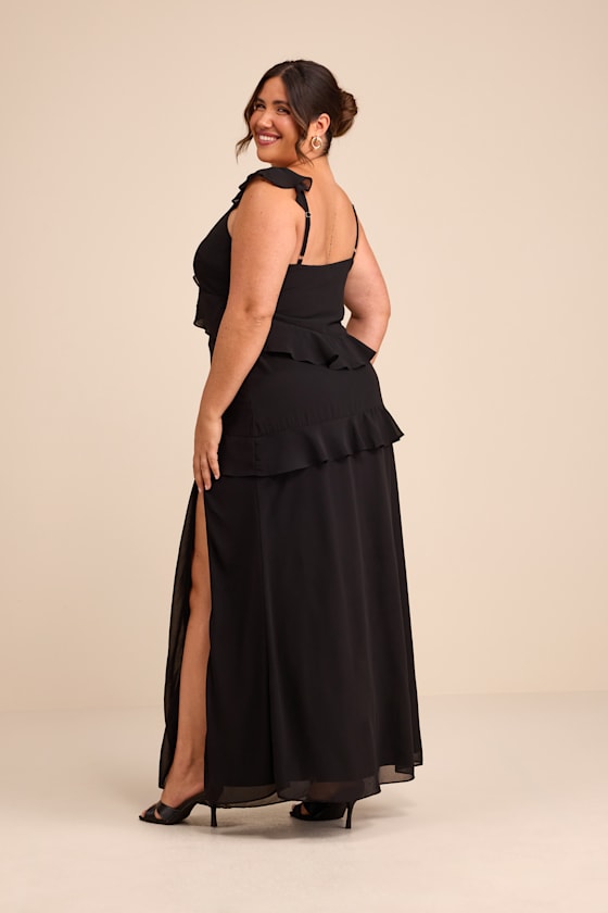 Utterly Captivating Black Ruffled Sleeveless Maxi Dress