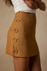 Fedra Light Brown Ring High-Rise Mini Skirt