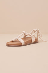 Haven Off White Rope Lace-Up Sandals