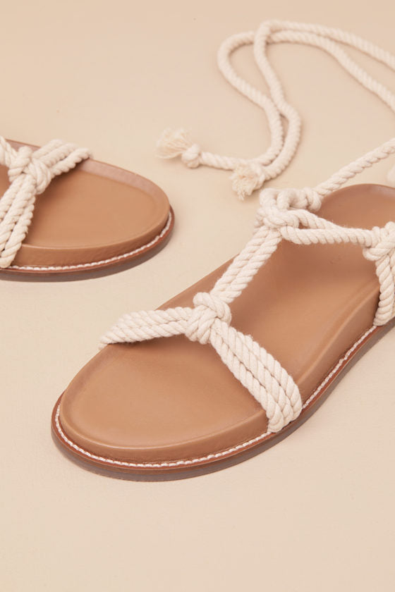 Haven Off White Rope Lace-Up Sandals