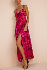 Beautiful Soul Fuchsia Floral Print Twist-Front Maxi Dress