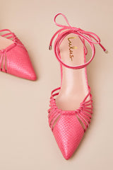 Ansel Coral Snake-Embossed Lace-Up Pumps