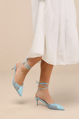 Ansel Seafoam Snake-Embossed Lace-Up Pumps