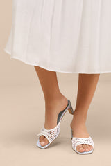 Winola Blue Gingham High Heel Slide Sandals