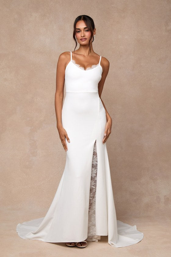 Esmeralda White Lace Mermaid Maxi Dress