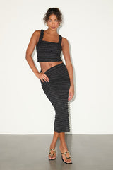 Arcelia Black Ruffled Crop Tank Top