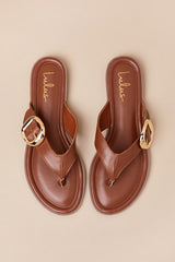 Zelma Cocoa Brown Buckle Thong Sandals